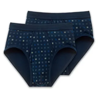 SCHIESSER  Essentials Sportslips navy blau kariert M 2er Pack