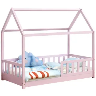 Juskys Kinderbett Marli 80 x 160 cm Kiefer lackiert rosa
