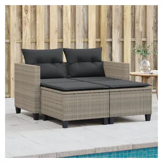 vidaXL Gartensofa 2-Sitzer Loungeset hellgrau