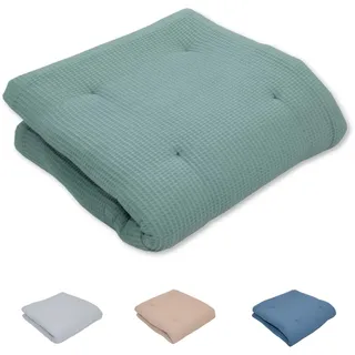 ULLENBOOM ® Baby Krabbeldecke 100x100 cm gepolstert in Salbeigrün (Made in EU) - Krabbeldecke für Baby mit 100% ÖkoTex Baumwolle, ideal als Babydecke, Laufgittereinlage & Spieldecke