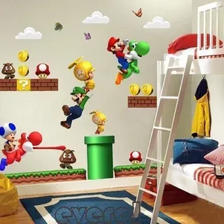 LIZHIOO 3D-Wandaufkleber, Super Mario Bros, Wandtattoo, selbstklebend, abnehmbar, Vinyl, für Kinder, Kindergarten, Dekoration, Kinderzimmer, Kinderzimmer