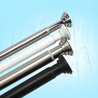 Hayrets Duschvorhangstange 160-300 cm Ausziehbar Weiß aus Eisen, Gardinenstange-Teleskopstange ohne Schrauben und Bohren verstellbar für Dusche und Badewanne, Klemmstange-Duschstange