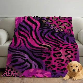 Generisch Magenta-Rosa Kuscheldecke 130 x 150 cm – Weiche Leopardenmuster Flanelldecke Mikrofaser Hautfreundlich & Atmungsaktiv Perfekt Decken für Sofa & Schlafzimmer, Zebramuster Prachtvoll Muster