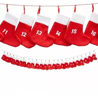 Adventskalender 24 Socken Weihnachten Advent Sockenkette XMAS Söckchen Befüllen