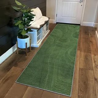 Siunwdiy Langer Teppich Läufer Flur Küche 50x360cm Waschbar TeppichLäufer rutschfest Grün Einfarbiger,Küchenteppich läufer Korridor Teppich Für Küche Bettvorleger Schlafzimmer