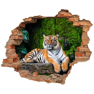WallSpirit Wandtattoo Wanddurchbruch "Tiger", Selbstklebend, rückstandslos abziehbar bunt 70 cm x 57 cm