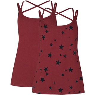 Top für Damen  rot "Girl-Tops Doppelpack mit Sternen" von RED by EMP - S