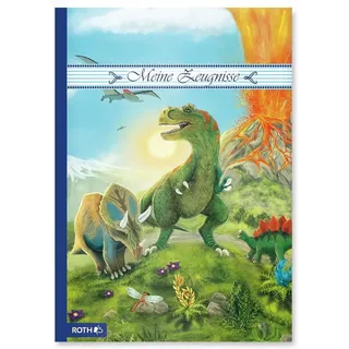 ROTH Zeugnismappe T-Rex - mit 10 A4 Klarsichthüllen, dokumentenecht - Dino Dokumentenmappe