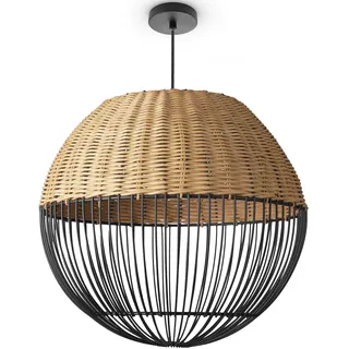 Paco Home PURO 1-flg. Ø 30 cm rund Schwarz/Beige Metall