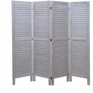 Mendler Paravent HWC-G30, Trennwand Sichtschutz Raumteiler, Shabby-Look 170x162cm ~ grau