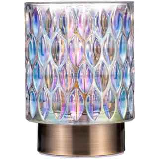 Pauleen 48241 Clear Glamour mobile Tischleuchte Glas Tischlampe Timerfunktion 6H Batterie Glaslampe ohne Kabel Dichroitisch/Messing