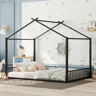 Flieks Hausbett 140 x 200 cm Metall schwarz