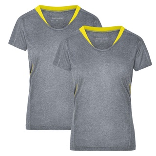 James & Nicholson Laufshirt Doppelpack Damen Kurzarm Laufshirt Running T-Shirt JN471 (Doppelpack, 2 Stück) Atmungsaktiv und Feuchtigkeitsregulierend gelb XS