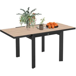 Outsunny Gartentisch Ausziehbar 80-160 x 80 x 75 cm Beige/Grau/Silber