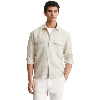 Marc O'Polo regular fit Leinenhemd mit Pattentaschen, Beige, M