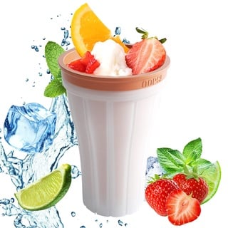 Slushy Maker Becher, Slush Eisbecher Summer-Shake Slush Cup, Tragbarer Smoothie Pinch Cup, DIY Hausgemachte Smoothie Cups für Kinder und Familie (Orange)