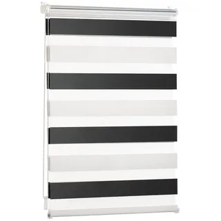 Doppelrollo Klemmfix Rollo, Rollos für Fenster ohne Bohren, Blumtal, Klemmfix, für Fenster & Türen, in verschiedenen Farben und Größen schwarz|weiß 85 cm