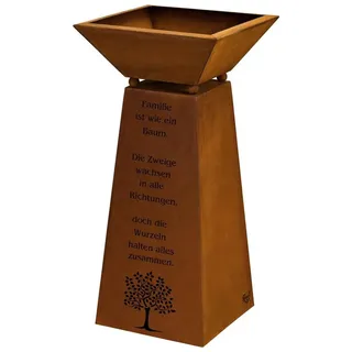Rostikal Pflanzkübel Familie Deko Säule Garten 72 cm Pflanzgefäß (Set, 2tlg), echter Rost braun