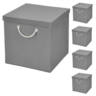 StickandShine Faltbox »5x Faltkiste 30x30x30 cm Aufbewahrungsbox Regalbox in verschiedenen Farben (5 Stück 30x30x30) moderne Faltbox Maritim mit Kordel 30cm« grau