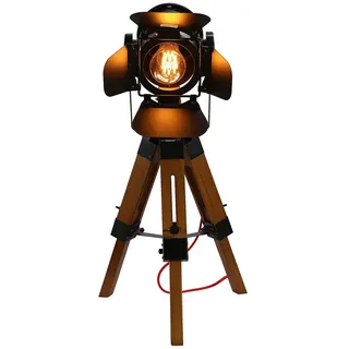 kangten Antike Holzbeine Tischlampe Retro Tripod Stehlampe Einstellbar Schreibtischlampe Nachttischlampe E27 mit Holzstativ für Bedside Desk Bar Warehouse Küche