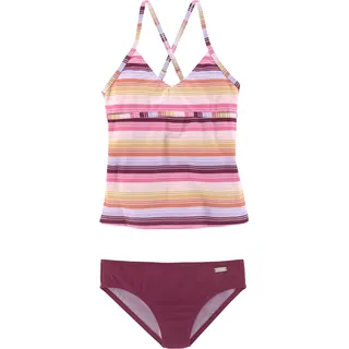 Buffalo Tankini BUFFALO, Kinder, Gr. 170/176, N-Gr, orange (orange gestreift), Recycling-Polyamid, gestreift, Bikini-Sets, mit Querstreifen