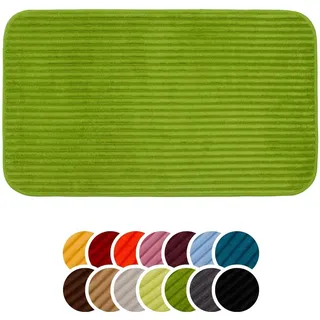 liebling Badteppich mit Anti-Rutsch-Beschichtung aus PVC Noppen, Cord-Optik, 100% Polyester, Serie Potsdam, 60 x 100 cm, 30 Grad waschbar, Fußbodenheizung geeignet, Farbe: dunkelgrün