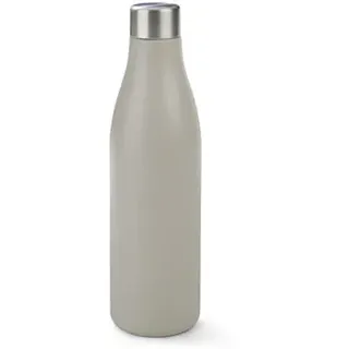 Isolier-Trinkflasche - Flasche taupe Deckel edelstahlfarben - Edelstahl - silber