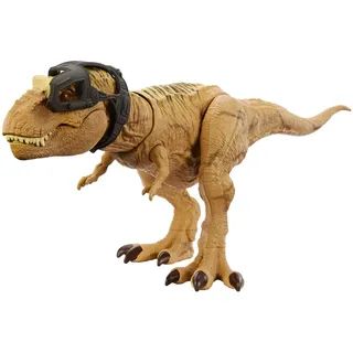 Mattel JURASSIC WORLD Jagen Und Zermalmen Tyrannosaurus-Rex - Dinosaurier Spielzeugfigur mit Geräuschen, Tracking-Ausrüstung für digitale Spiele, einzigartiger Wüstenlook, für Fans ab 4 Jahren, HNT62