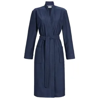 Ringella Unisex-Bademantel aus Frottee mit Bindegürtel, aufgesetzte Taschen, Baumwolle, Kimono-Kragen, Gürtel, saugstark & pflegeleicht blau L