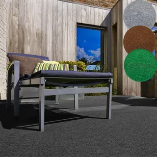 Kunstrasen ANDIAMO "Edinburgh, Gesamthöhe 4 mm, Made in Netherlands", grau (anthrazit), B:400cm L:1.000cm, Nadelfilz, Polyester, Teppiche, aus Nadelfilz, mit Drainagenoppen, für Balkon, Terasse, Wintergarten