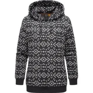 Ragwear Hoodie "Cinda", Damen, Gr. S (36), grau (dunkelgrau), Sweatware, 70% Baumwolle, 30% Polyester, modisch, bequem hüftbedeckend, asymmetrischer Ausschnitt, Langarm Ärmel ohne Ärmelschlitz Rippbündchen, Sweatshirts, modischer Kapuzenpullover mit hohem Kragen