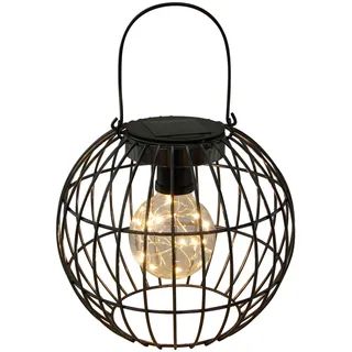 Dehner Solar-Drahtglühbirne Metall Ø 20,5 cm Höhe 17,5 cm schwarz