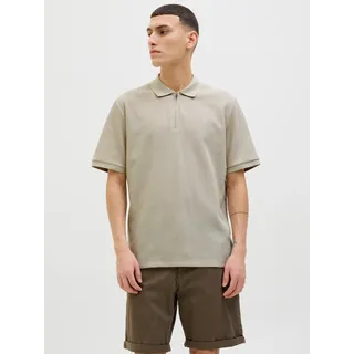 JACK & JONES JJEAUSTIN ZIP POLO SS NOOS grau L