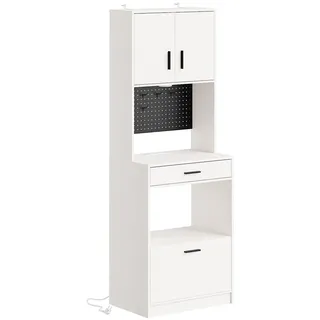 Sobuy  Schmale Kommode In Cream White Mit 2 Schubladen  Standregal Mit Schubladen Und Haken  Küchenvitrine Aus Spanplatte Für Die Küche  60×40×170 Cm  Tragkraft 75 Kg  Fsb98-e-wg