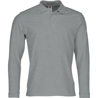 Fruit of the Loom PREMIUM LONG SLEEVE POLO Herren langarm Poloshirt aus 100% Baumwolle, athletic heather, L