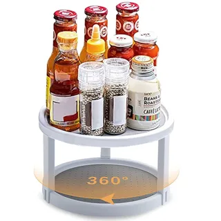 Drehteller Organizer 2 Etagen,Diameter 25CM, Gewürzregal Drehbar, Drehbares Organizer für Küche Schrank Unterschrank Waschbecken Schminktisch