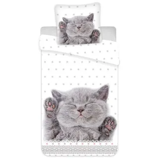 Jerry Fabrics Bettwäsche Kätzchen Katze - Wende-Bettwäsche-Set mit Kitten, 135x200 & 80x80, Baumwolle, 100% Baumwolle bunt