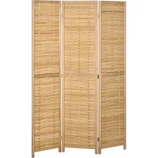 HOMCOM Raumteiler Paravent 3-teilig faltbar Sichtschutz aus Bambus 120x170cm für Wohn- oder Schlafzimmer in Natur   Aosom.de