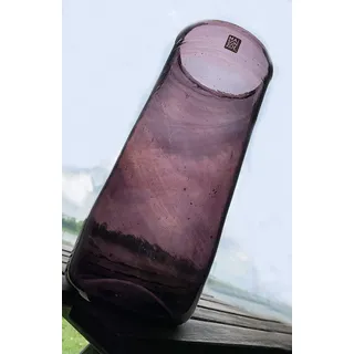 Maison Zoe Zylinder Glasvase aus Recycling-Glas Elena - lila - groß - Durchmesser ≈ 11cm Höhe ≈ 28cm - 100% Handmade - Blumenvase - Vase mundgeblasen - Dekovase - Tischvase