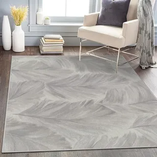 buyluhn Waschbar Wohnzimmer Teppich Feder 250x300 Kurzflor Teppich Schlafzimmer, Grau Teppiche Gegend Groß Küchenteppich Dünn rutschfest Saugfähig für Esszimmer