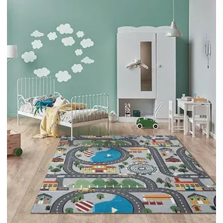 The CarPET Happy Life Kinderteppich 80 x 150 cm Grau