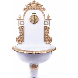 Aubaho Dekoobjekt Nostalgie Wandbrunnen weiss 72cm Aluminium Waschbecken Garten Brunnen