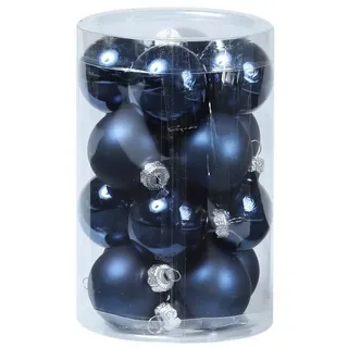 MARELIDA Weihnachtsbaumkugel Christbaumkugel Weihnachtskugel Glas D: 3,5cm glänzend matt blau 16St. (16 St) blau