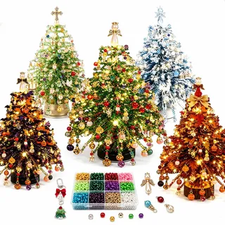 DIY Beaded Christmas Tree Kit DIY Perlen Weihnachtsbaum Set Mit LED Licht (5 PCS)