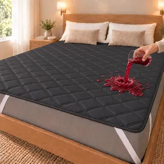 Arcona Matratzenschoner wasserdicht 160x200, Atmungsaktive Wasserdichter Matratzenschoner, Nässeschutz Matratzenauflage, Dunkelgrau Matratzenschutz, Inkontinenzunterlage Waschbar für Bett