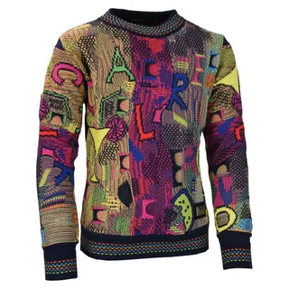 Carlo Colucci Pullover Casotti blau / nachtblau / gelb / hellpink 122