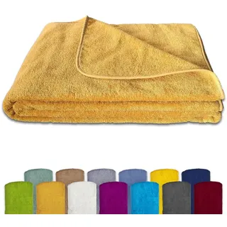 KiGATEX Frottee-Decke 150x200 cm – 100 % Baumwolle, Sommerdecke & Tagesdecke – , waschbar, weich & atmungsaktiv – Farbe: Curry - Orange