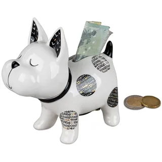 formano Spardose Sparbüchse Sparschwein Hund oder Katze aus der Trend Style Serie, Spardose aus Keramik weiß 14 cm
