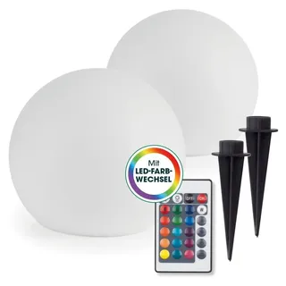EasyMaxx Solarleuchte Kunststoff 40 cm 2er Set weiß