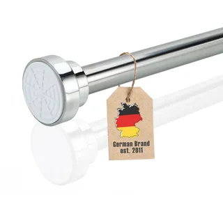Intirilife Duschvorhangstange, Ø 1.8 mm, geklemmt, Edelstahl, Teleskop Duschstange Duschvorhangstange Ausziehbar Gardinenstange silberfarben Ø 1.8 mm x 283 cm x 150 cm - 283 cm x 6 cm